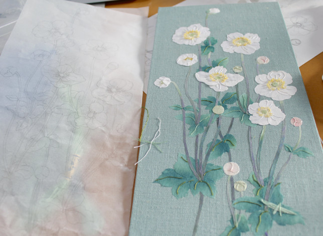 10月コラージュ　秋明菊　制作過程　2018.2.7